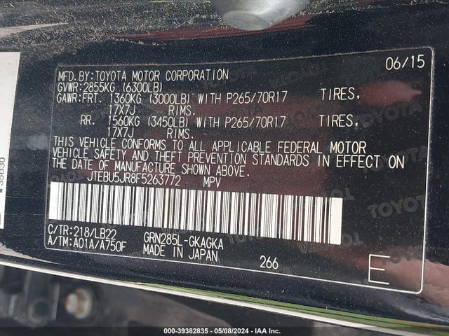 Toyota 4runner Sr5 Premium 2015 JTEBU5JR8F5263772 Image 9