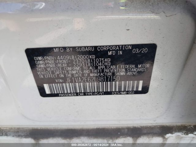 JF1VA2E62L9817150 Subaru Wrx Sti