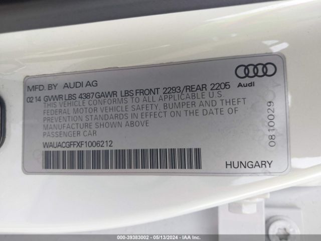 WAUACGFFXF1006212 Audi A3 1.8t Premium