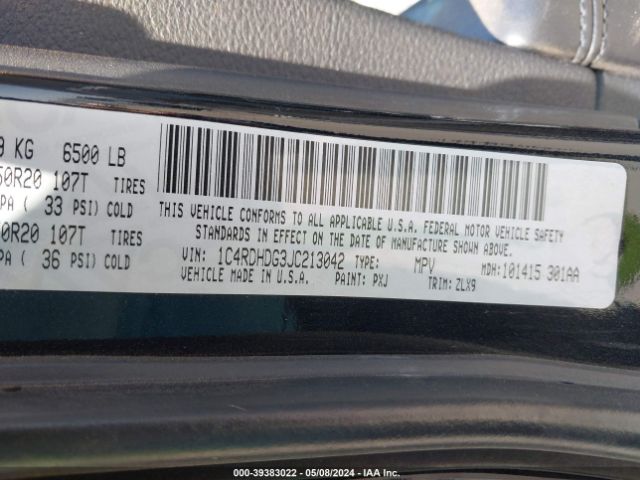 1C4RDHDG3JC213042 Dodge Durango Gt Rwd