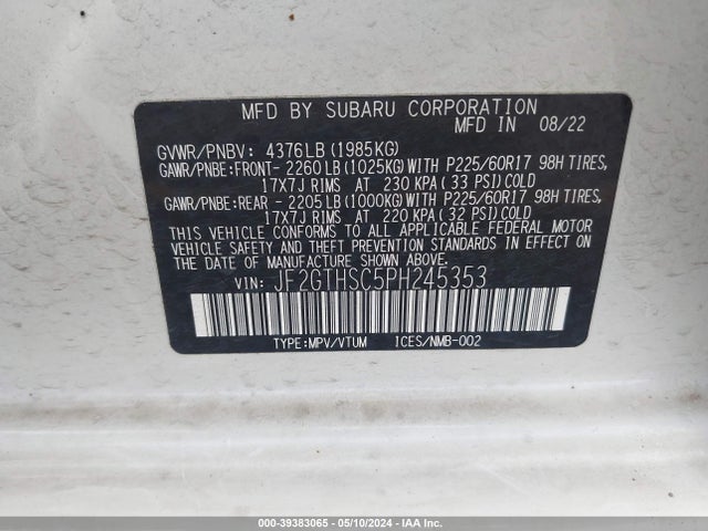 Subaru Crosstrek Sport 2023 JF2GTHSC5PH245353 Image 9