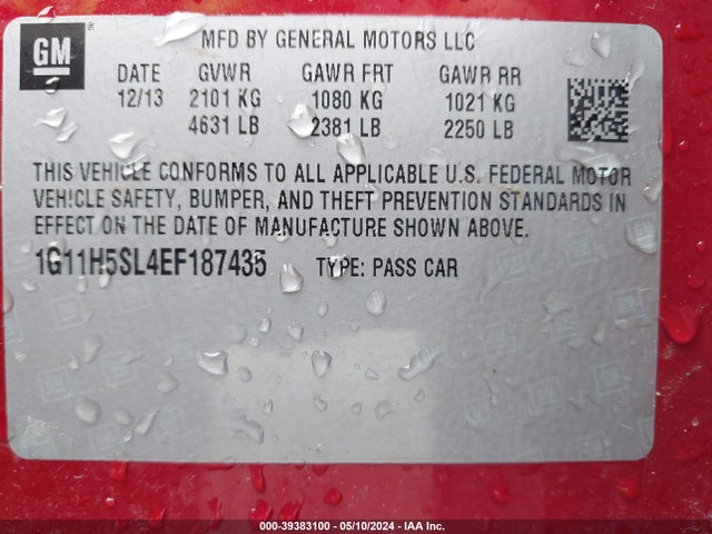 Chevrolet Malibu 1lz 2014 1G11H5SL4EF187435 Image 9