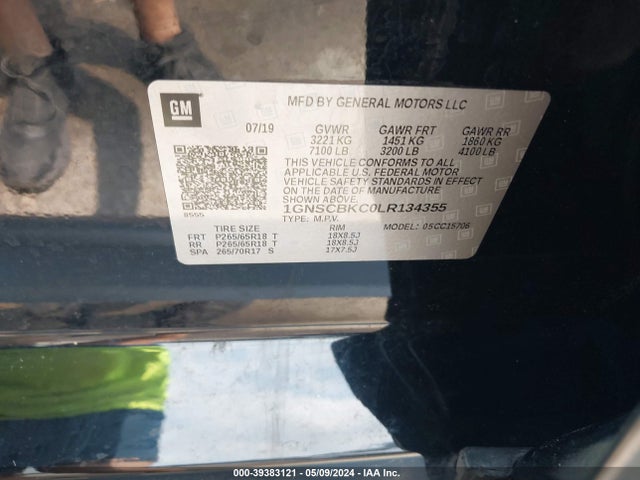 Chevrolet Tahoe 2wd Lt 2020 1GNSCBKC0LR134355 Image 9