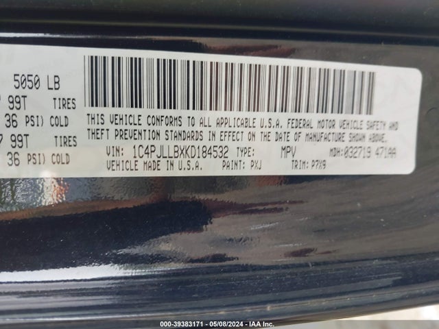 1C4PJLLBXKD184532 Jeep Cherokee Latitude Plus Fwd