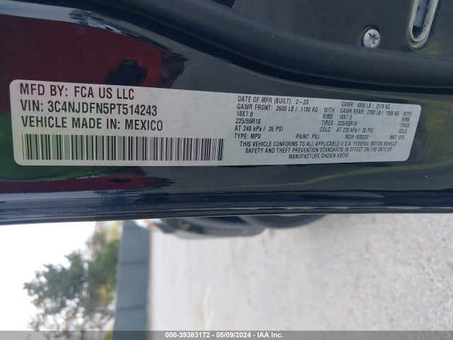 3C4NJDFN5PT514243 Jeep Compass Latitude Lux Fwd