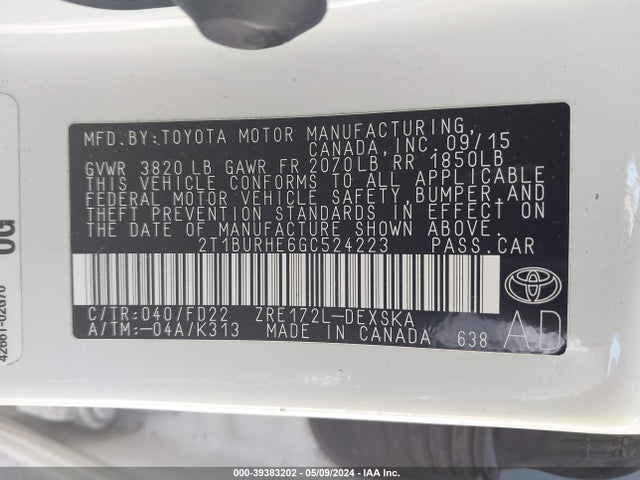 Toyota Corolla S 2016 2T1BURHE6GC524223 Image 9