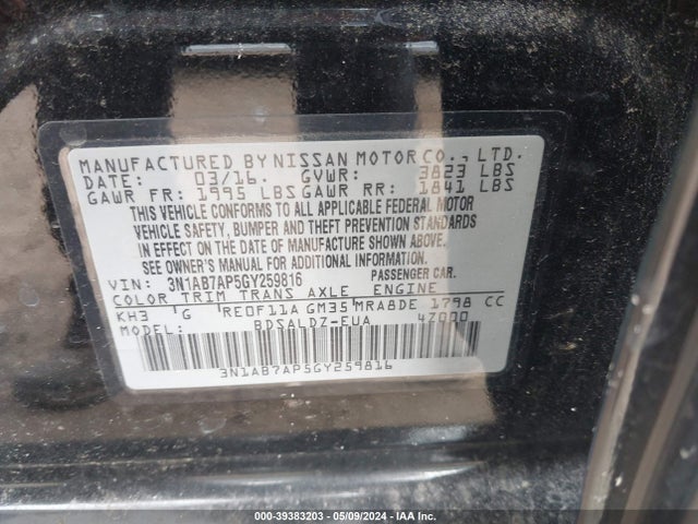 Nissan SENTRA SV 2016 3N1AB7AP5GY259816 Image 9