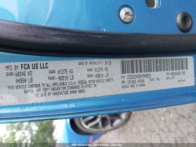 Dodge Challenger Sxt 2019 2C3CDZAG9KH508553 Image 9