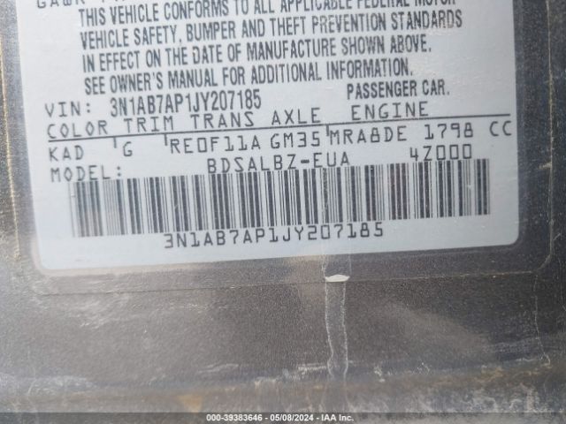3N1AB7AP1JY207185 Nissan SENTRA S