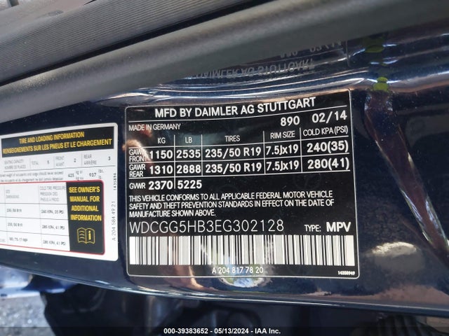 WDCGG5HB3EG302128 Mercedes-Benz GLK 350