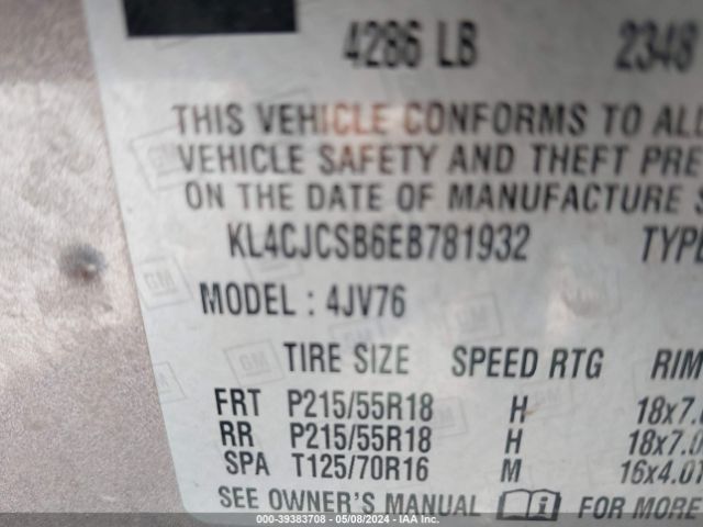 KL4CJCSB6EB781932 Buick Encore Leather