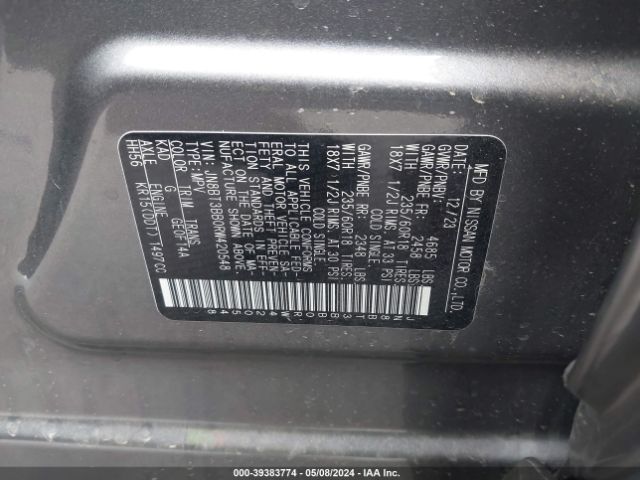 JN8BT3BB0RW420548 Nissan Rogue Sv Intelligent Awd