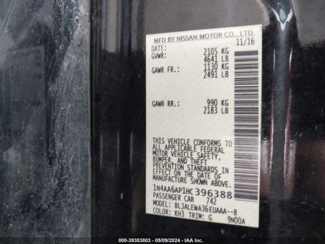 1N4AA6AP1HC396388 Nissan Maxima 3.5 Sl
