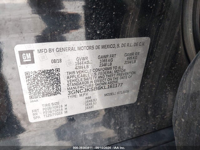 Chevrolet TRAX LS 2019 3GNCJKSB6KL161177 Image 9