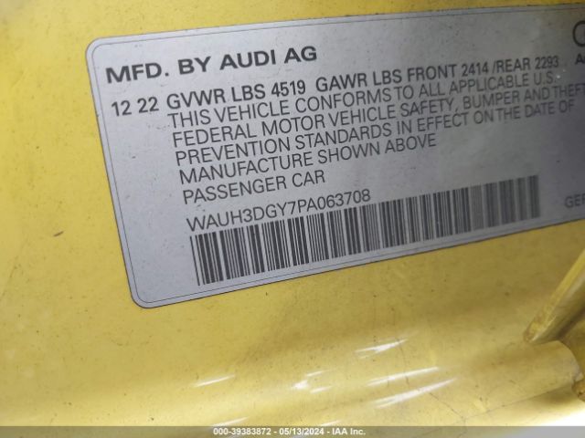 2023 AUDI S3 WAUH3DGY7PA063708 Photo 8