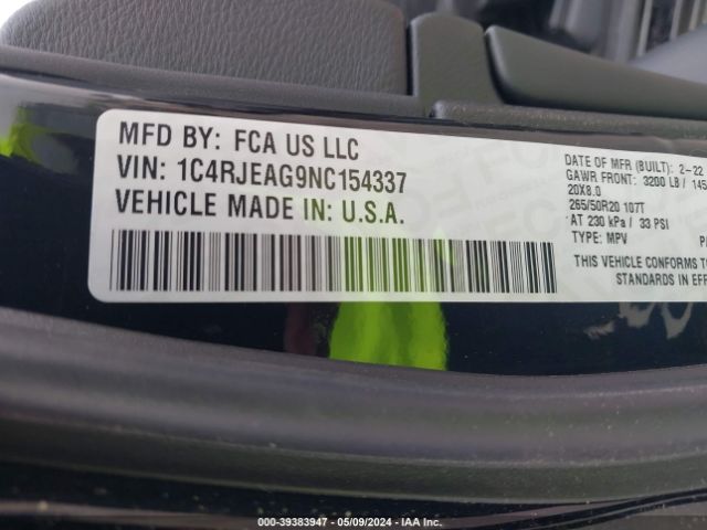 1C4RJEAG9NC154337 Jeep Grand Cherokee Wk Laredo X 4x2