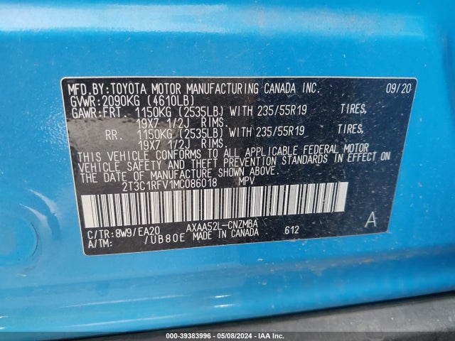 Toyota Rav4 Xle Premium 2021 2T3C1RFV1MC086018 Image 9