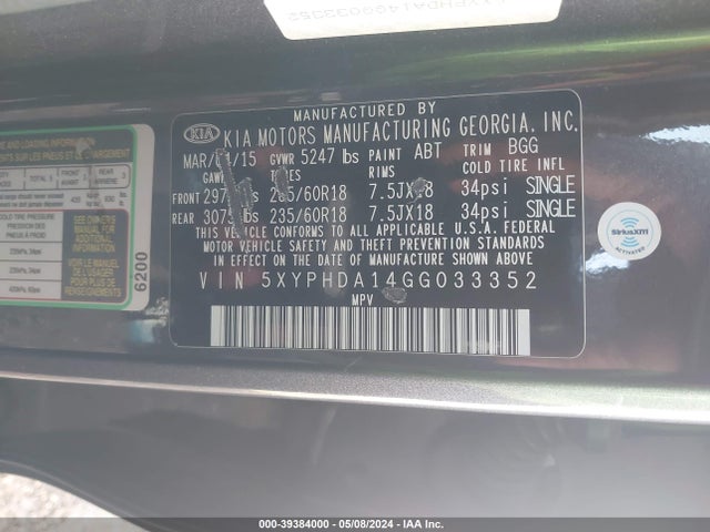 KIA Sorento 2.0t Ex 2016 5XYPHDA14GG033352 Image 9