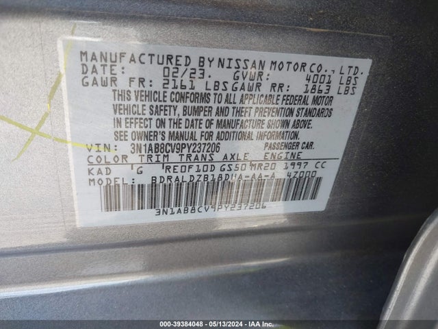 Nissan Sentra Sv Xtronic Cvt 2023 3N1AB8CV9PY237206 Image 9