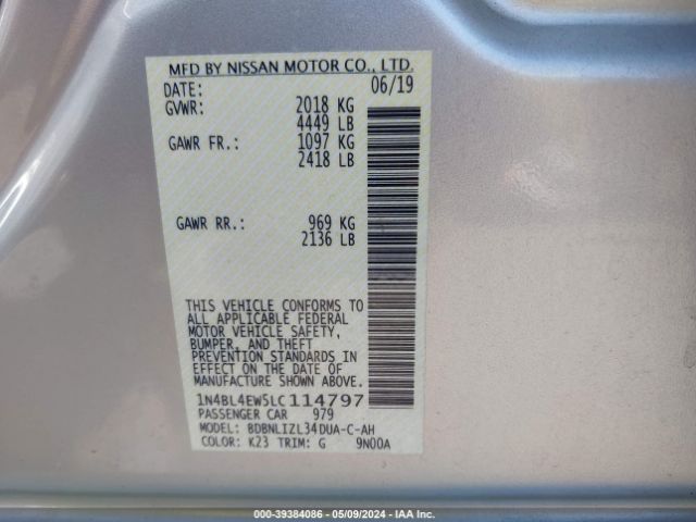 1N4BL4EW5LC114797 Nissan Altima Sl Intelligent Awd