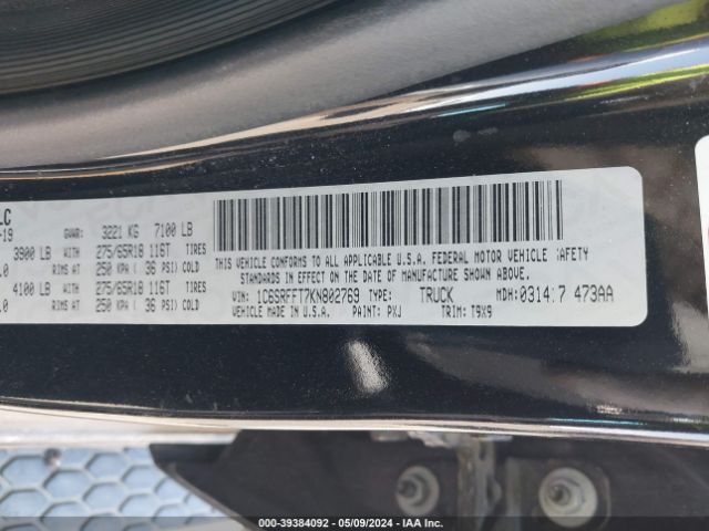 1C6SRFFT7KN802769 RAM 1500 Big Horn/lone Star