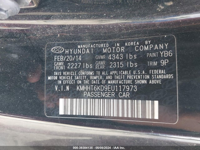 Hyundai Genesis 2.0t 2014 KMHHT6KD9EU117973 Image 9