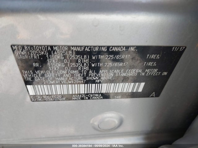Toyota Rav4 Xle 2018 2T3WFREV6JW429447 Image 9
