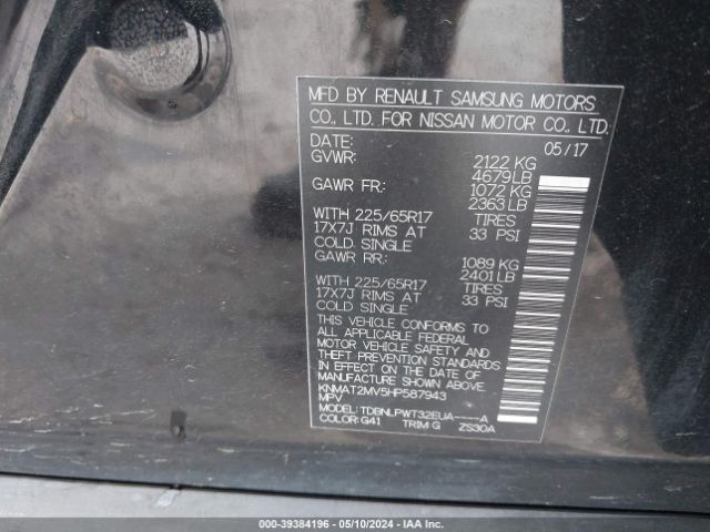 KNMAT2MV5HP587943 Nissan ROGUE S