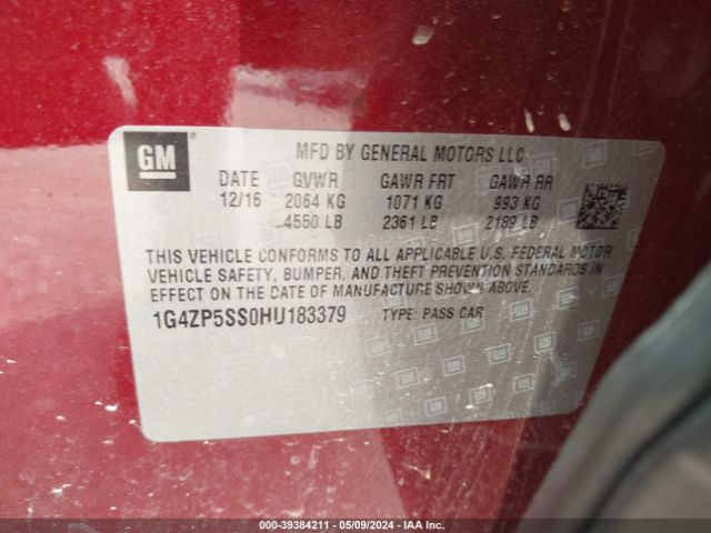 1G4ZP5SS0HU183379 Buick Lacrosse Essence