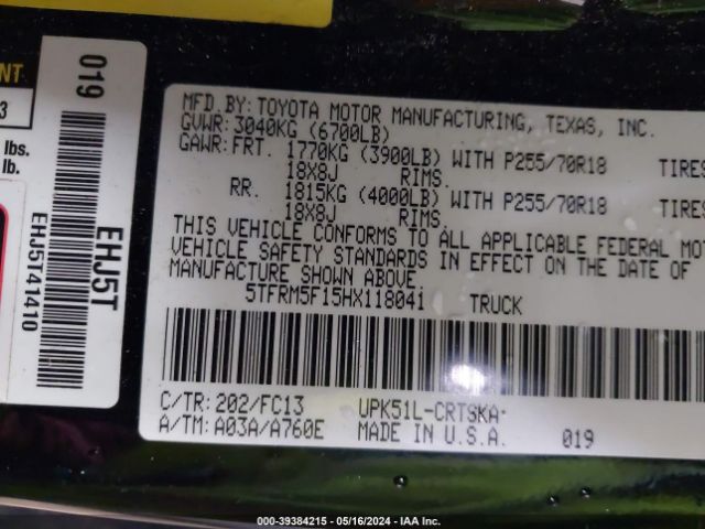 5TFRM5F15HX118041 Toyota Tundra Sr5 4.6l V8