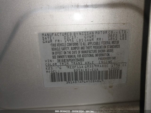 Nissan SENTRA S 2017 3N1AB7AP6HY284869 Image 9