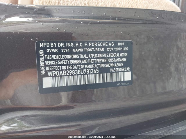 2008 PORSCHE CAYMAN S WP0AB29838U781345 Photo 8