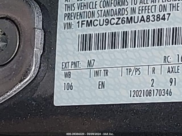 1FMCU9CZ6MUA83847 Ford Escape Sel Hybrid