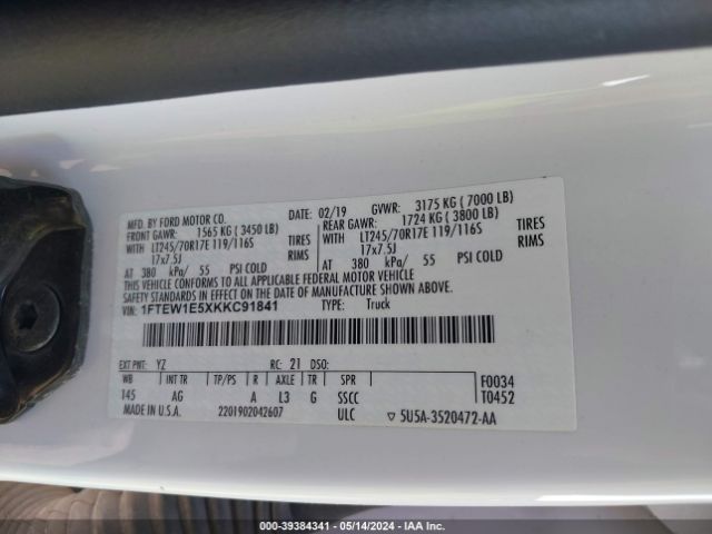1FTEW1E5XKKC91841 Ford F-150 Xl