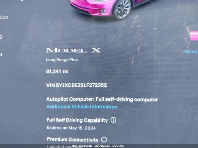 5YJXCBE25LF272352 Tesla Model X Long Range Dual Motor All-wheel Drive/long Range Plus Dual Motor All-wheel Drive