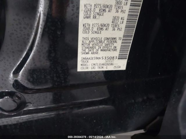 1N6AA1E59KN535083 Nissan TITAN SV