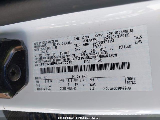 Ford F-150 Xl 2018 1FTEW1EP0JKF77018 Image 9