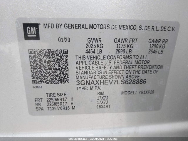 Chevrolet Equinox Fwd Ls 2020 3GNAXHEV7LS628886 Image 9