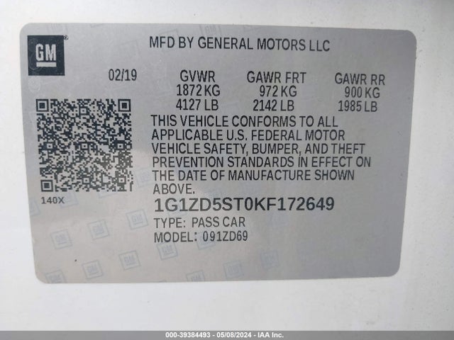 Chevrolet MALIBU LT 2019 1G1ZD5ST0KF172649 Image 9