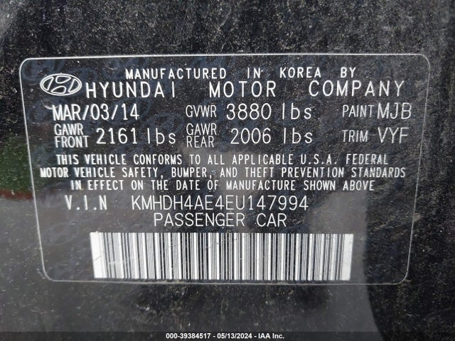 Hyundai ELANTRA SE 2014 KMHDH4AE4EU147994 Image 9