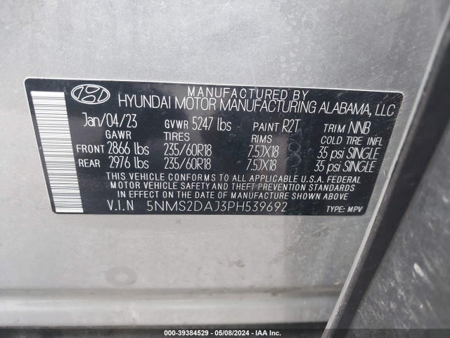 Hyundai Santa Fe Sel 2023 5NMS2DAJ3PH539692 Image 9
