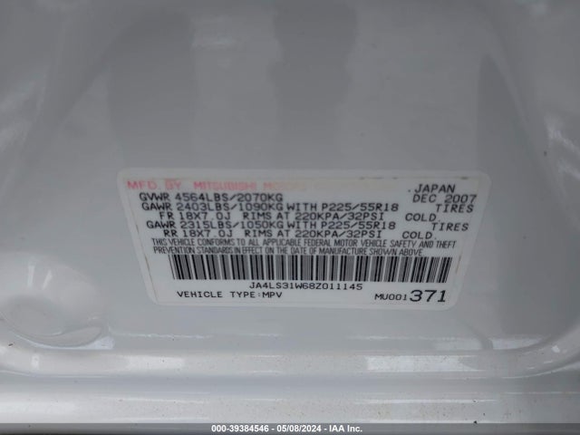 2008 MITSUBISHI OUTLANDER JA4LS31W68Z011145 Photo 8