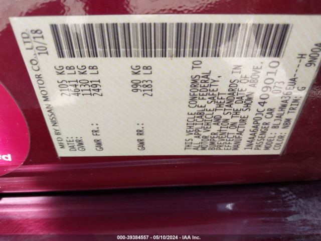 1N4AA6AP0JC409010 Nissan Maxima 3.5 Platinum