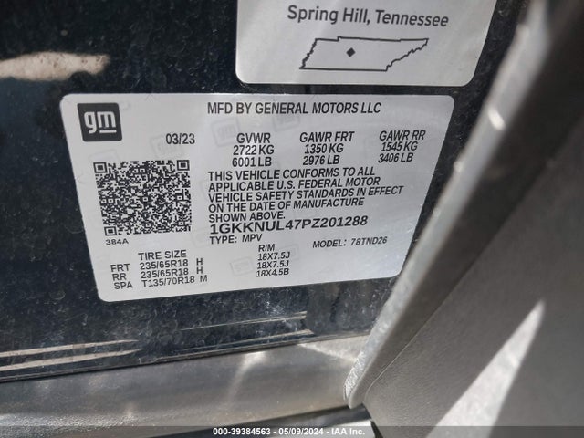 1GKKNUL47PZ201288 GMC Acadia Awd Slt