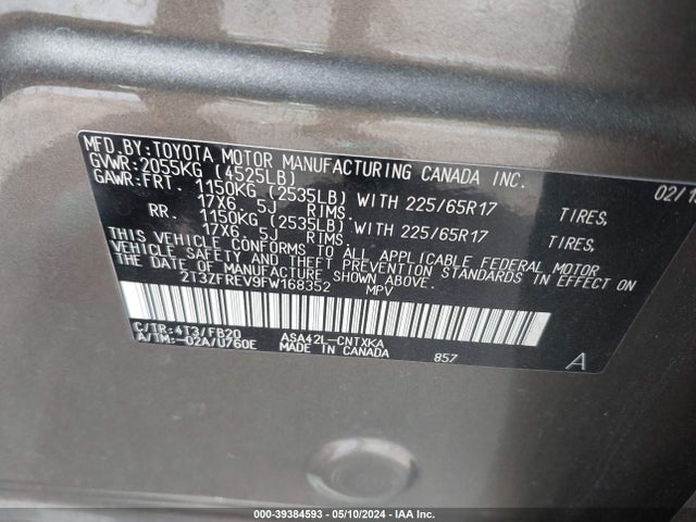 Toyota RAV4 LE 2015 2T3ZFREV9FW168352 Image 9