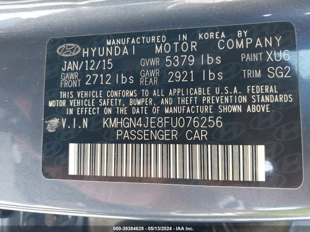 Hyundai Genesis 3.8 2015 KMHGN4JE8FU076256 Image 9