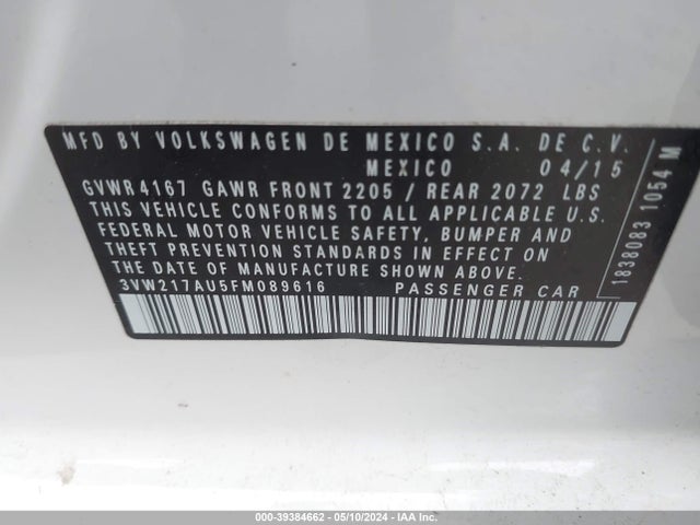 3VW217AU5FM089616 Volkswagen Golf Tsi S 4-door