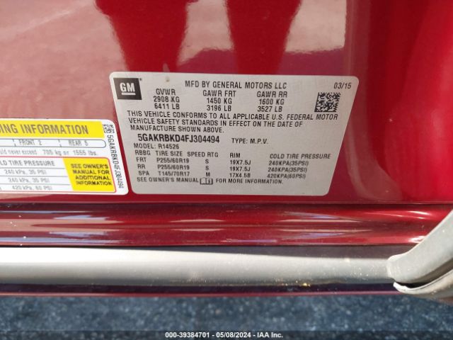 5GAKRBKD4FJ304494 Buick Enclave Leather