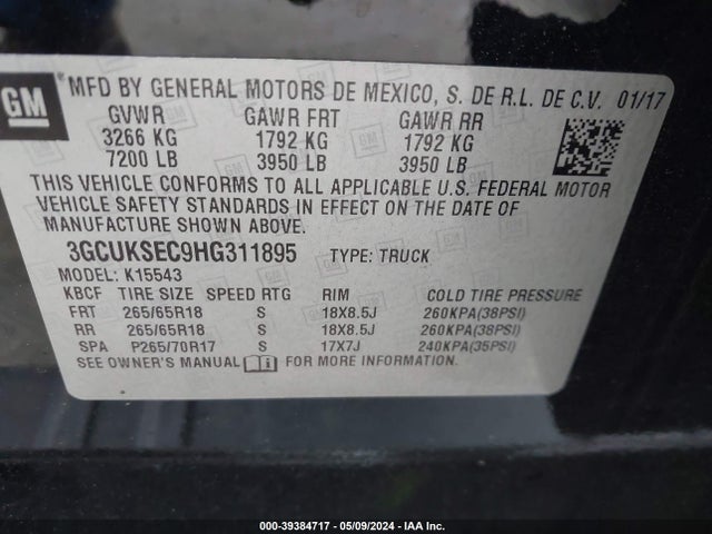 Chevrolet Silverado 1500 2lz 2017 3GCUKSEC9HG311895 Image 9