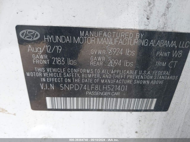 Hyundai ELANTRA SE 2020 5NPD74LF8LH521401 Image 9
